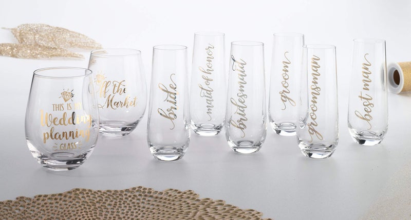 Lillian Rose Gold Bridesmaid Stemless Champagne Glass, Height 5.75" - Image 2